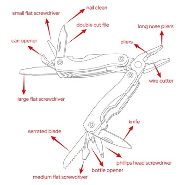  Multifunctional tool 12 el. Crvena