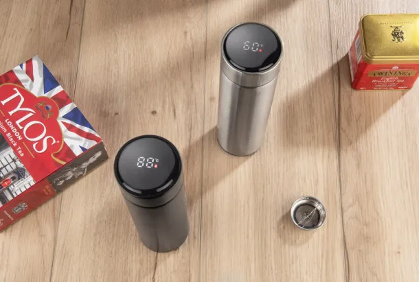 LEDIKT Thermal bottle with thermometer  500 ml silver