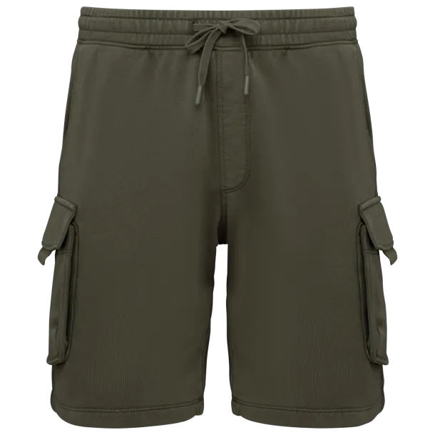  MEN’S FRENCH TERRY WASHED  EFFECT CARGO SHORTS - Native Spirit Washed Organic Khaki