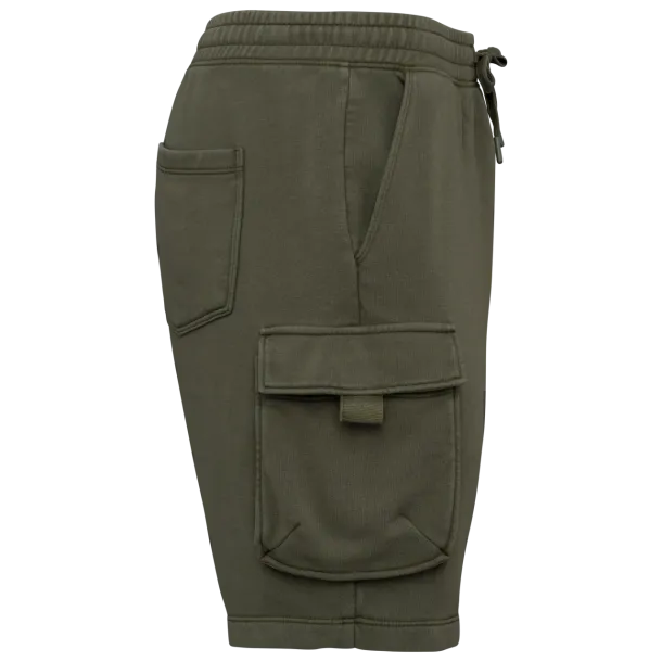  MEN’S FRENCH TERRY WASHED  EFFECT CARGO SHORTS - Native Spirit Washed Organic Khaki