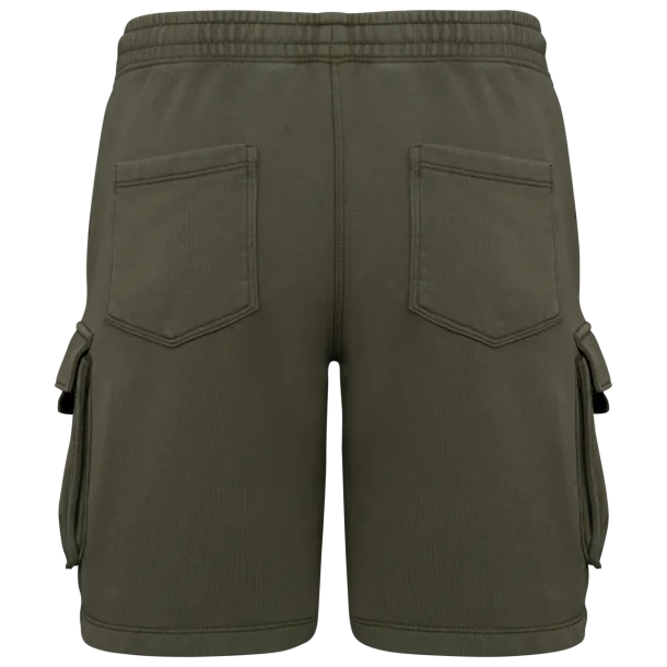  MEN’S FRENCH TERRY WASHED  EFFECT CARGO SHORTS - Native Spirit Washed Organic Khaki