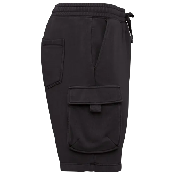  MEN’S FRENCH TERRY WASHED  EFFECT CARGO SHORTS - Native Spirit Washed Black
