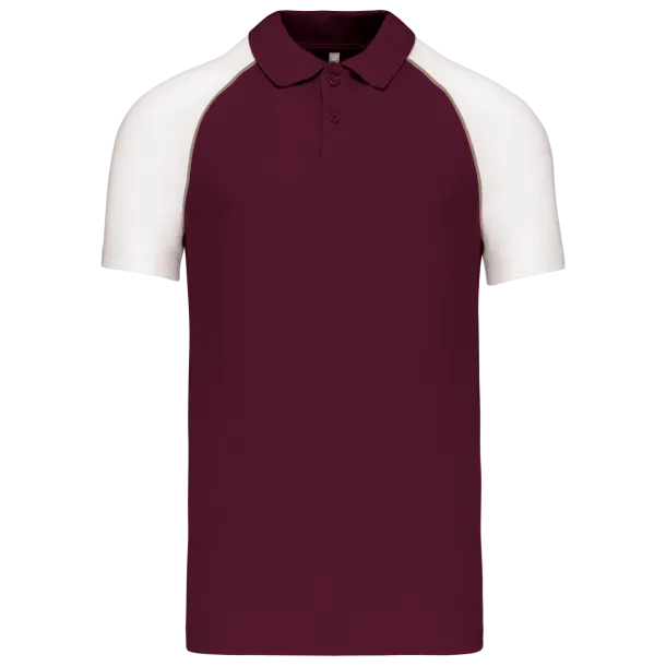 BASEBALL SHORT-SLEEVED POLO SHIRT - Kariban Bordeaux White