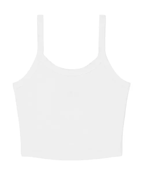  Women's Micro Rib Spaghetti Strap Tank - Bella+Canvas Solid White Blend