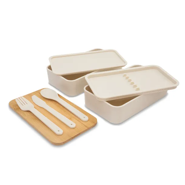 VICTOR double lunch box black Beige