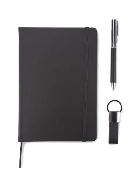 PROBIZ Notebook with pen and key ring set Crna