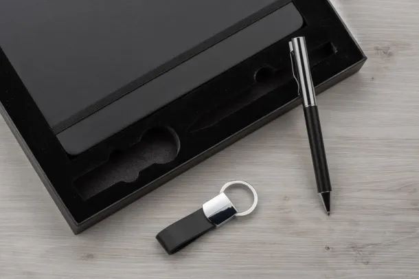 PROBIZ Notebook with pen and key ring set Crna