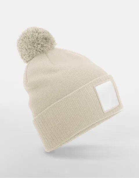  Appliqué Patch Pom Beanie - Beechfield Oatmeal Bijela
