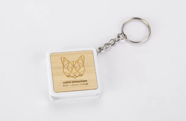  Tape measure key ring 1 m White