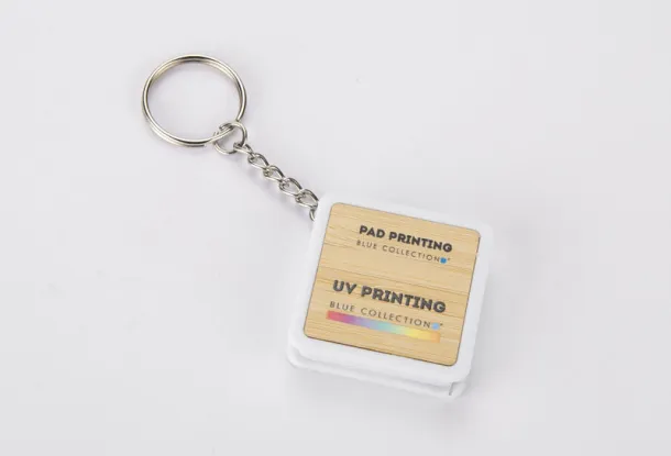  Tape measure key ring 1 m White