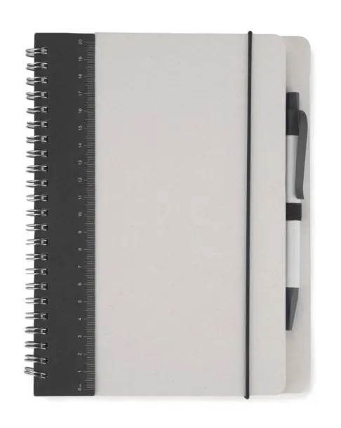 REGALI Notebook with ruler and pen BLACK