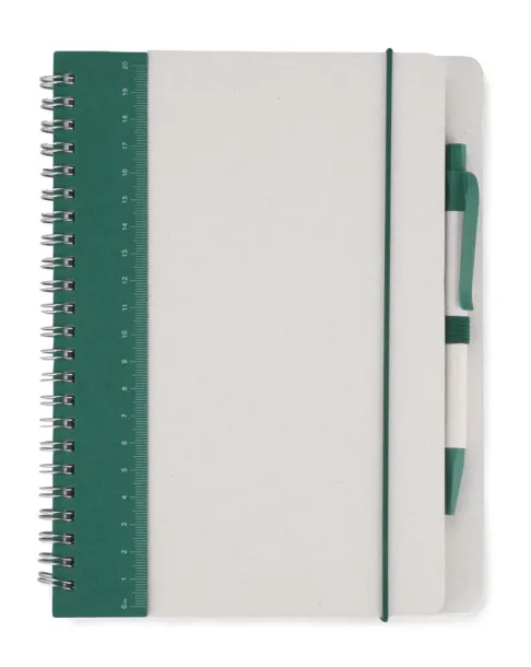 REGALI Notebook with ruler and pen zielony