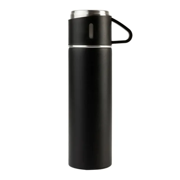 ATTU set of vacuum flask 500 ml and 3 mugs Black