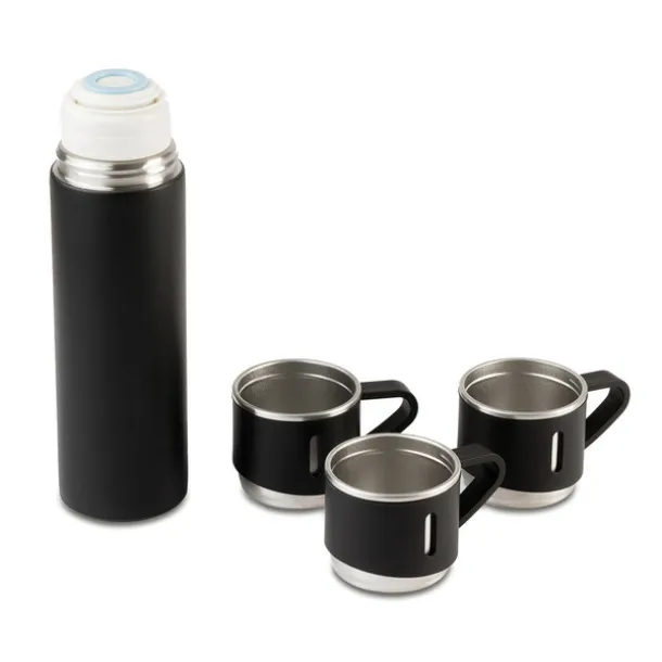 ATTU set of vacuum flask 500 ml and 3 mugs Black