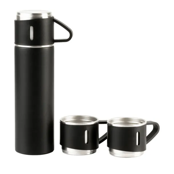 ATTU set of vacuum flask 500 ml and 3 mugs Black