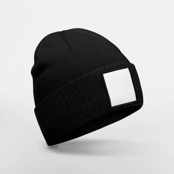  Appliqué Patch Beanie - Beechfield Black Bijela