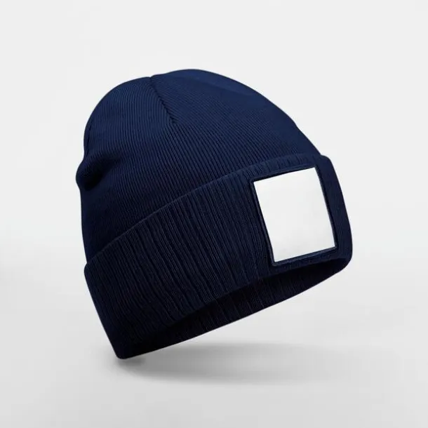  Appliqué Patch Beanie - Beechfield Oxford Navy Bijela