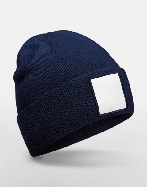  Appliqué Patch Beanie - Beechfield Oxford Navy Bijela