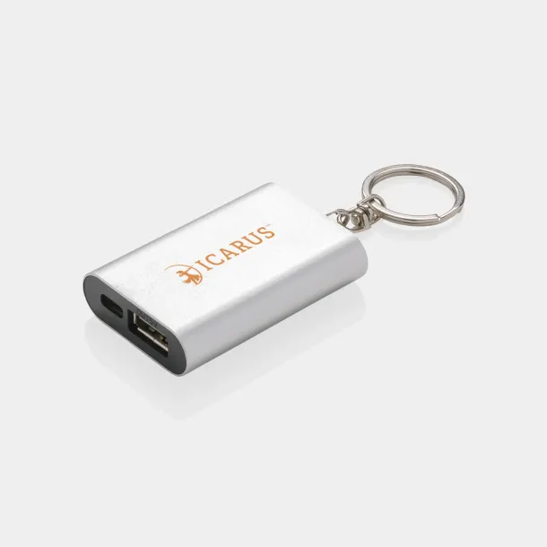  Prijenosna baterija privjesak za ključeve, 1 000 mAh - XD Collection Srebrna