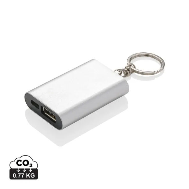  Prijenosna baterija privjesak za ključeve, 1 000 mAh - XD Collection Srebrna