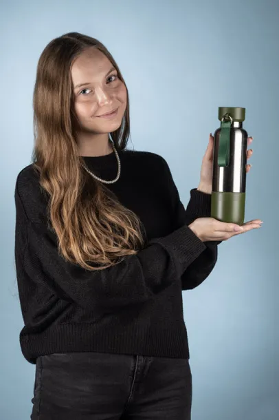 RON Vacuum flask with a lanyard RON 500 ml Maslinasto zelena