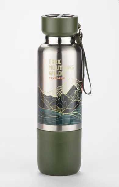 RON Vacuum flask with a lanyard RON 500 ml oliwkowy