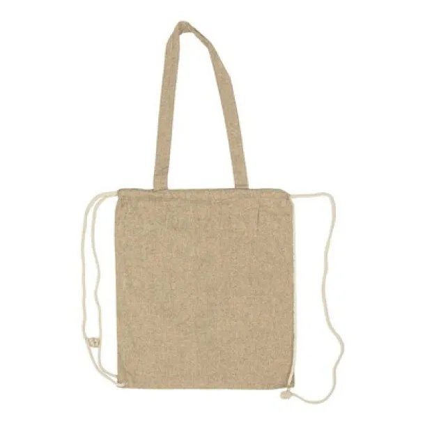  Recycled cotton bag 2 in 1, drawstring bag and shopping bag beige