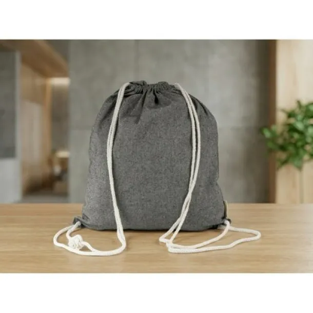  Recycled cotton bag 2 in 1, drawstring bag and shopping bag Crna