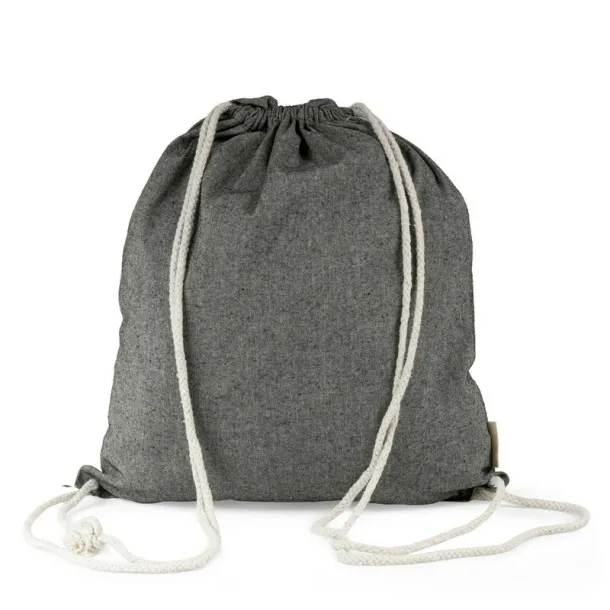 Recycled cotton bag 2 in 1, drawstring bag and shopping bag Crna