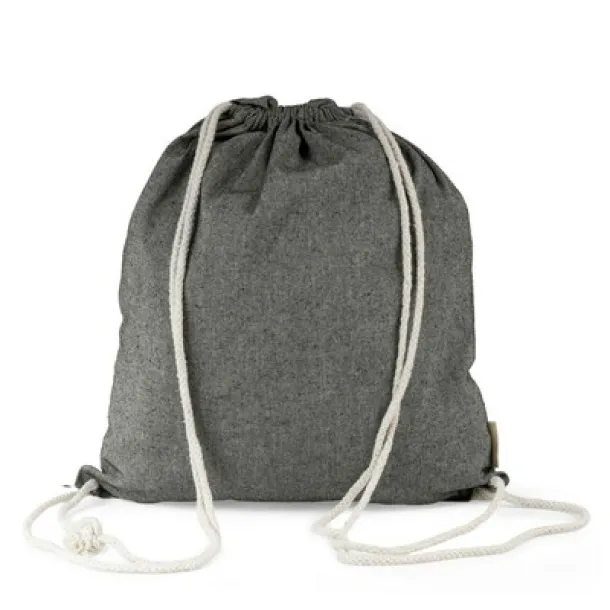  Recycled cotton bag 2 in 1, drawstring bag and shopping bag Crna