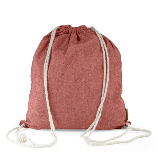  Recycled cotton bag 2 in 1, drawstring bag and shopping bag Crvena