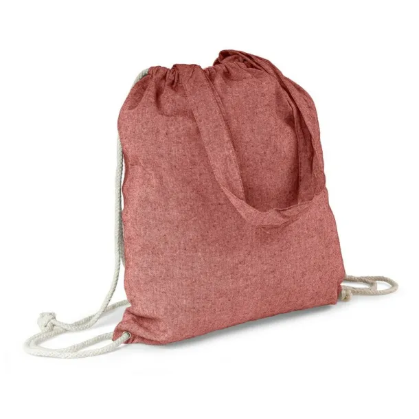  Recycled cotton bag 2 in 1, drawstring bag and shopping bag Crvena