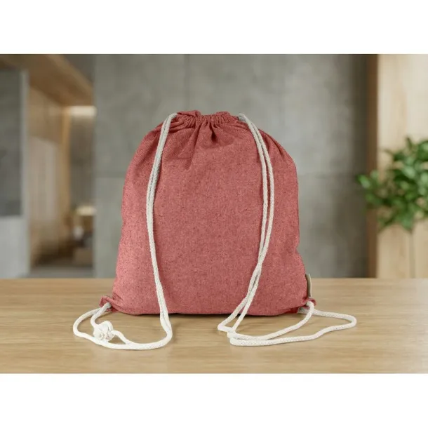  Recycled cotton bag 2 in 1, drawstring bag and shopping bag Crvena