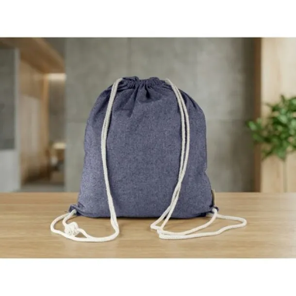  Recycled cotton bag 2 in 1, drawstring bag and shopping bag Plava