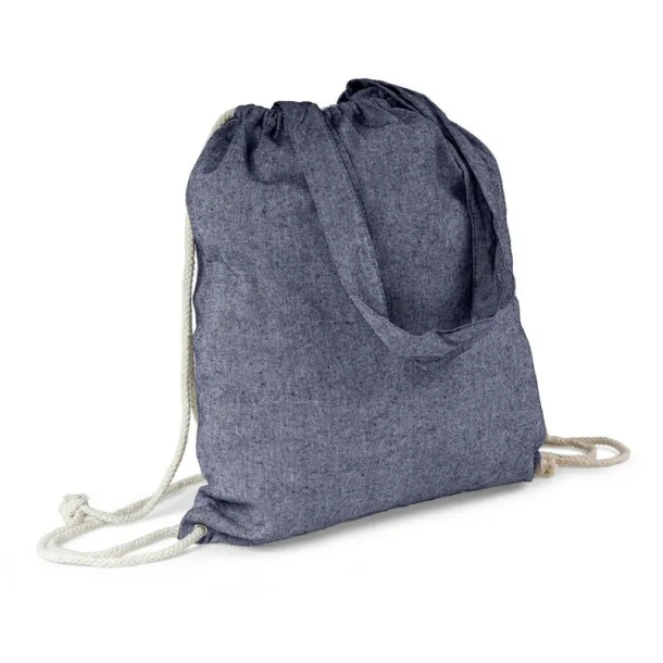  Recycled cotton bag 2 in 1, drawstring bag and shopping bag Plava