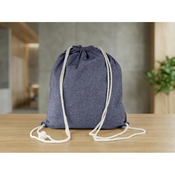  Recycled cotton bag 2 in 1, drawstring bag and shopping bag Plava