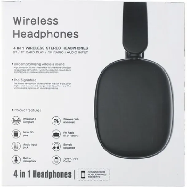  Wireless on-ear headphones black