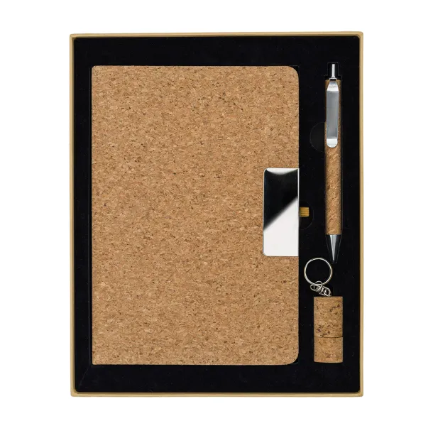 SYDNEY gift set with USB memory stick, notebook and pen, beige Beige
