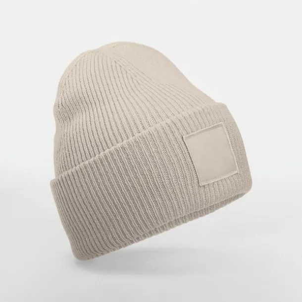  Deep Cuffed Tonal Patch Beanie - Beechfield Natural Stone