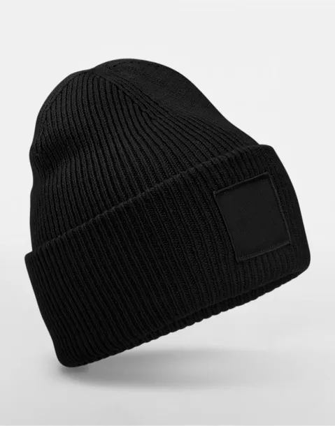  Deep Cuffed Tonal Patch Beanie - Beechfield Black