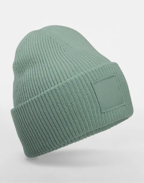  Deep Cuffed Tonal Patch Beanie - Beechfield Dusty Green