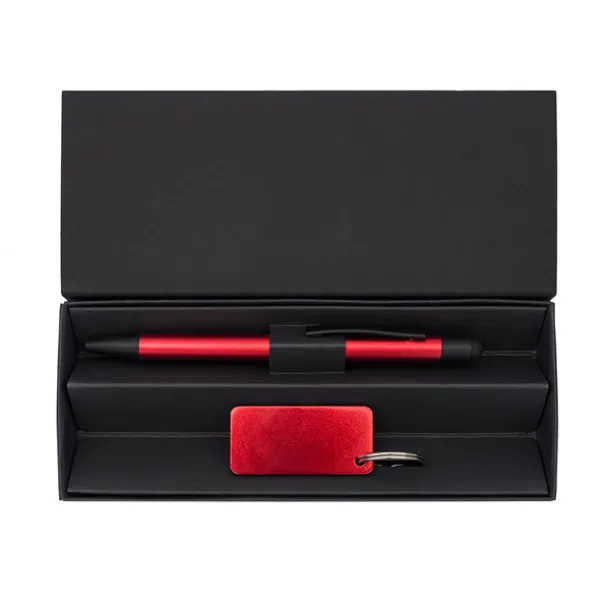 COUPLE pen and keychain gift set Red