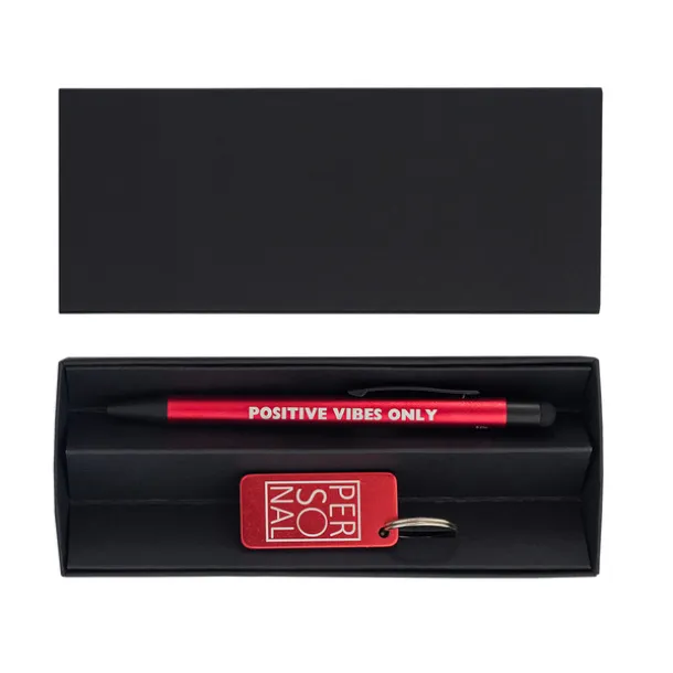 COUPLE pen and keychain gift set Red