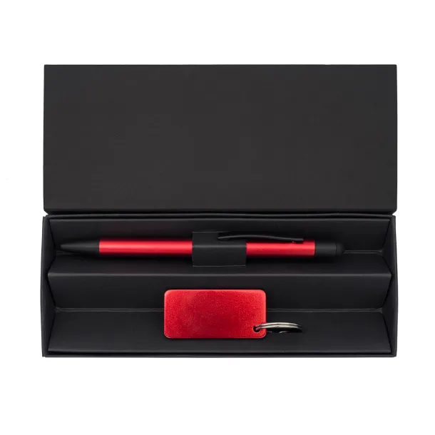 COUPLE pen and keychain gift set Red