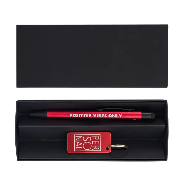 COUPLE pen and keychain gift set Red
