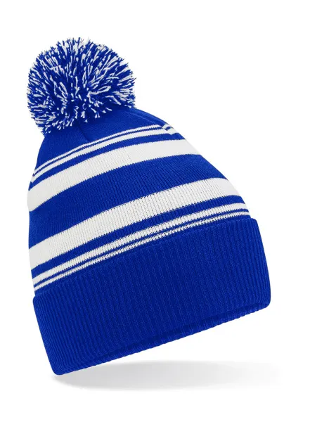  Striped Fan Beanie - Beechfield Svijetlo kraljevski plava Bijela