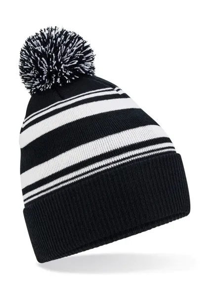  Striped Fan Beanie - Beechfield Black Bijela