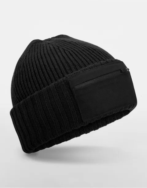  Zip Patch Beanie - Beechfield Black