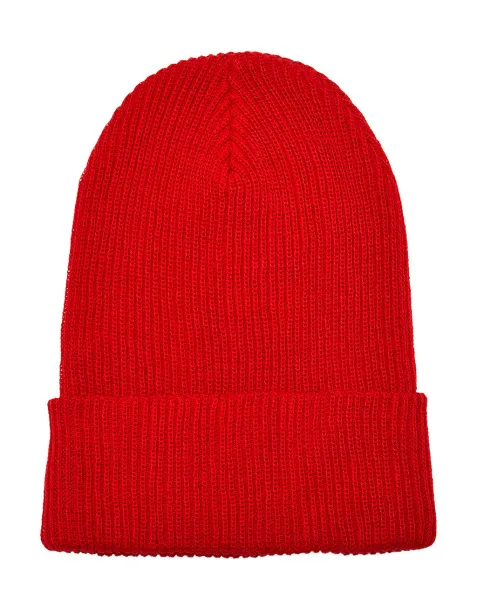  Recycled Yarn Ribbed Knit Beanie - Flexfit Crvena