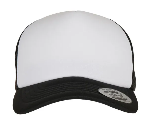  Classic Curved Foam Trucker Cap – White Front - Flexfit Black Bijela